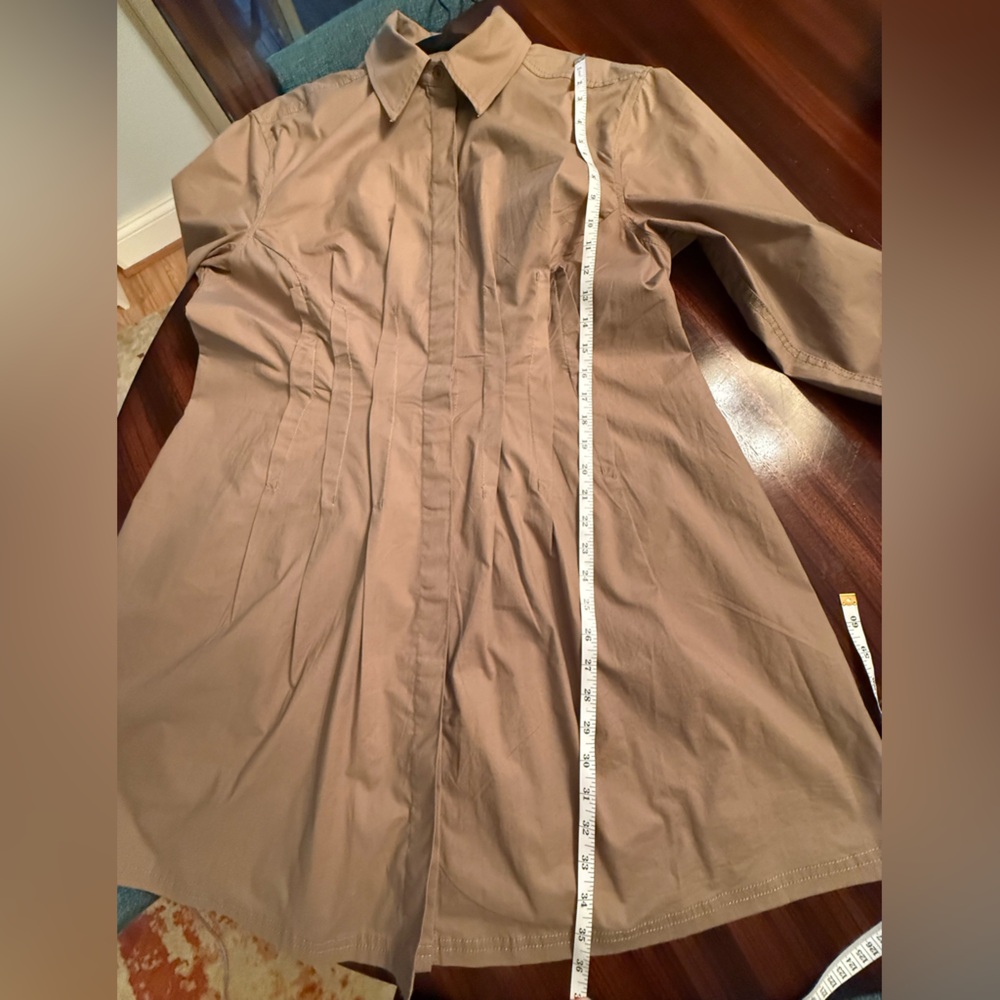 Pilcro Pintuck Mini Shirt Dress Pleated Tan Women's 1X Anthropologie Plus NWOT - Picture 13 of 16